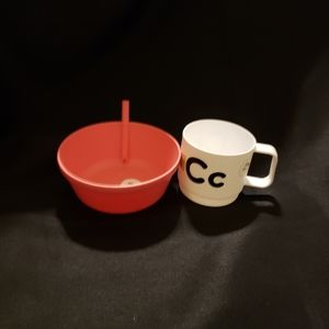 Pillowfort 13.5oz Plastic Kids Bowl w/Straw Pink &